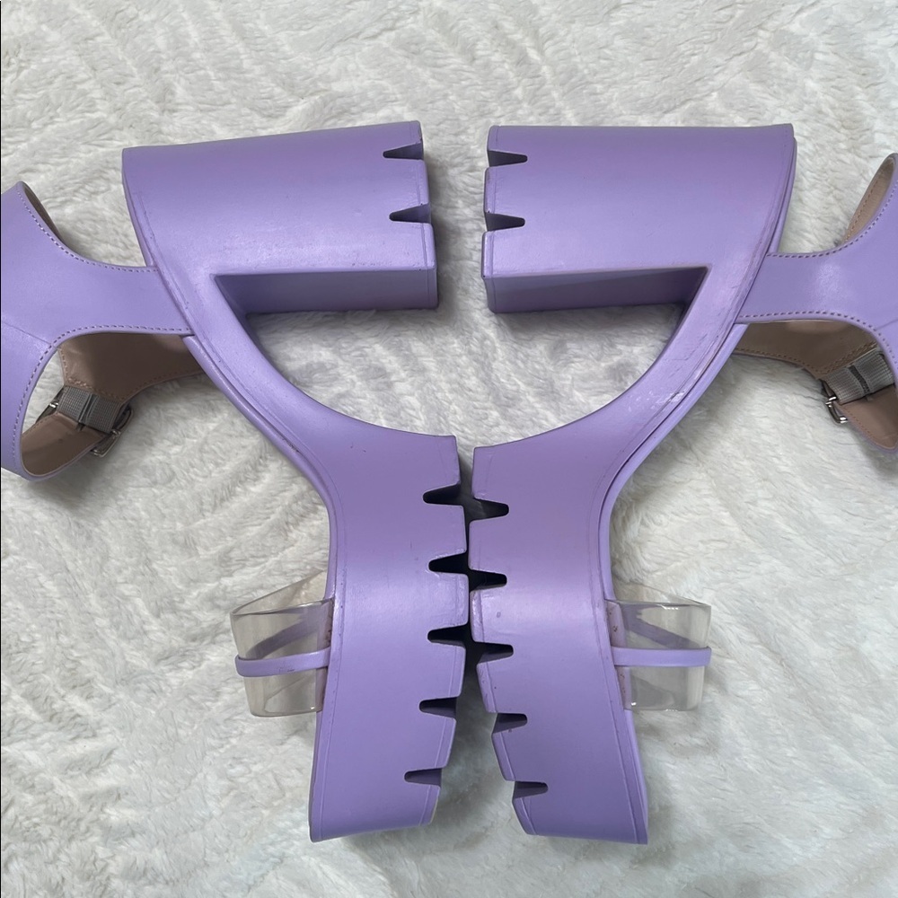ANDREA Chunky Platform Sandals – Lavender + Clear Straps – Size 9 – EUC - Picture 9 of 11